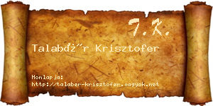 Talabér Krisztofer névjegykártya