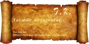 Talabér Krisztofer névjegykártya